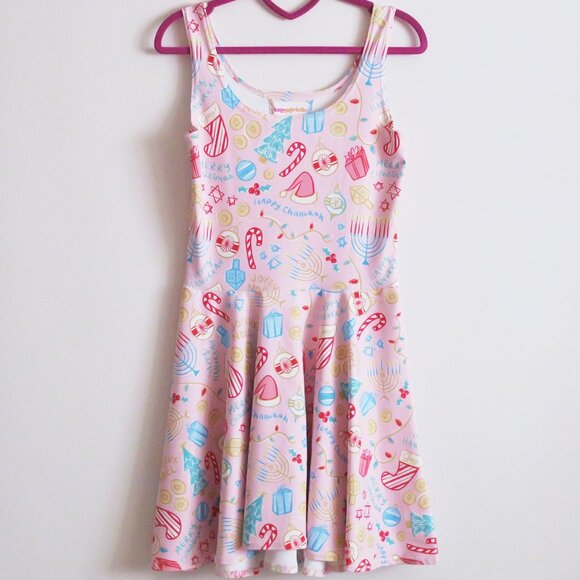 Kate Gabrielle Christmas Hanukkah novelty print holiday dress size Small - Picture 3 of 4